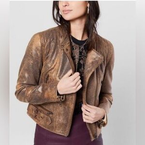 NWOT Snakeskin Felix Faux Leather Moto Jacket